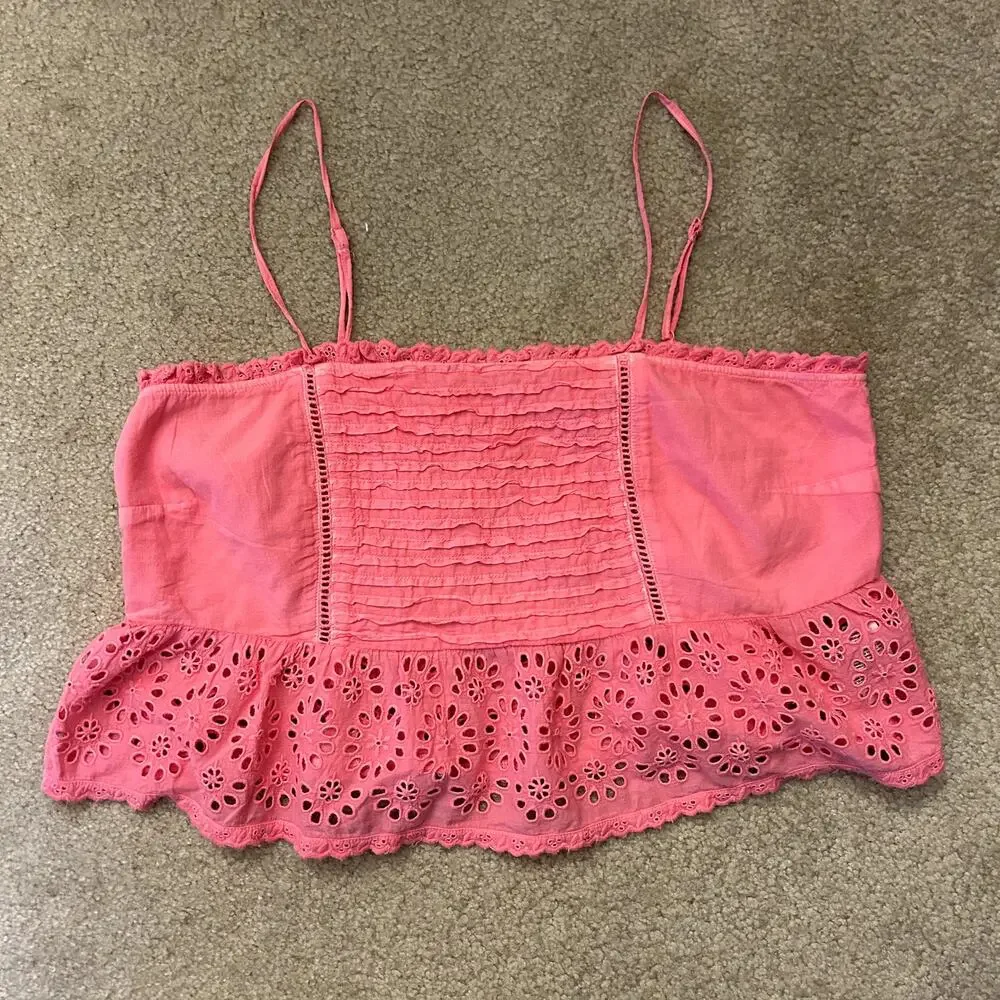 American Eagle Pink Preppy Coquette Babydoll Cami Tank Top Size L - Picture 4 of 9